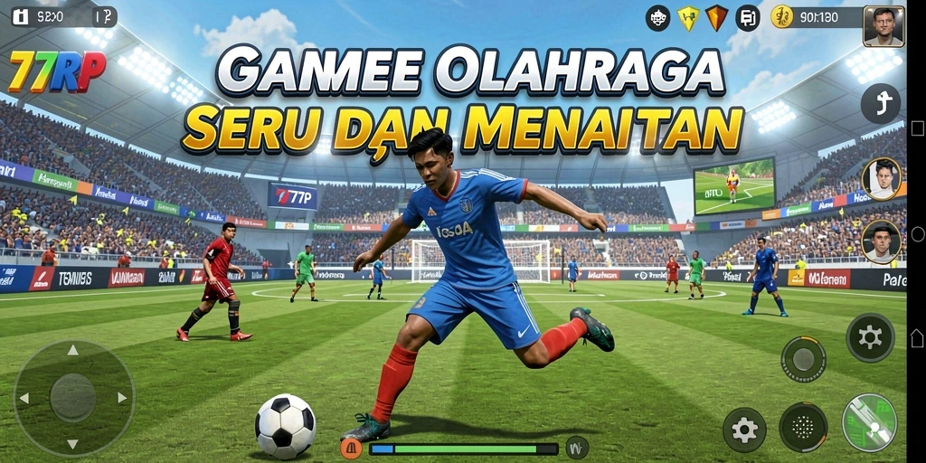 Tampilan utama gameplay 77RP dengan aksi olahraga yang intens.