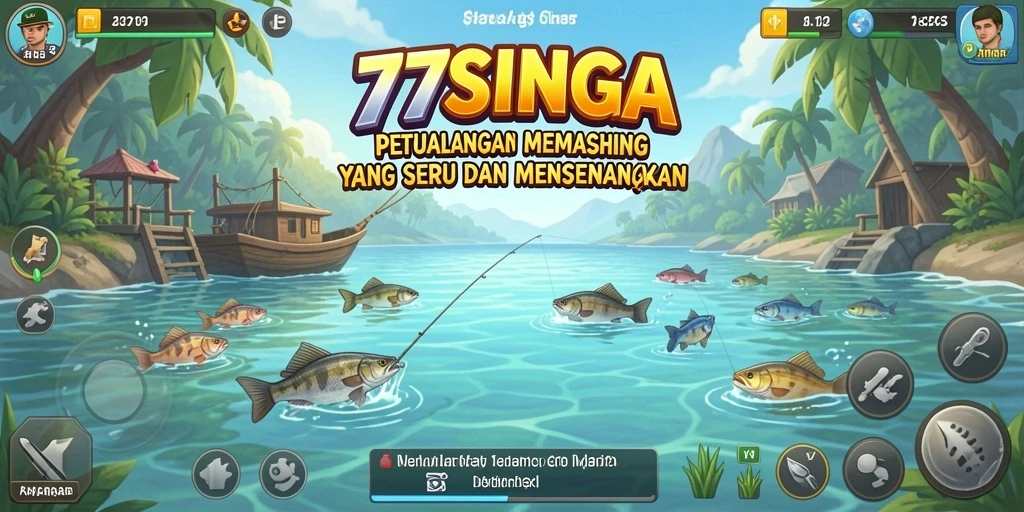 Screenshot gameplay 77SINGA yang menampilkan aksi memancing yang seru.