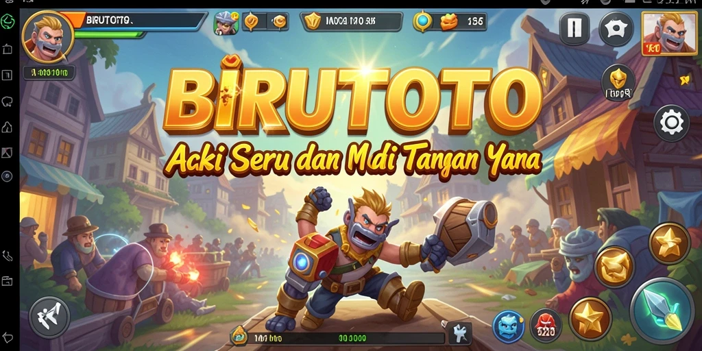 Screenshot gameplay BIRUTOTO menampilkan aksi seru pemain melawan musuh.