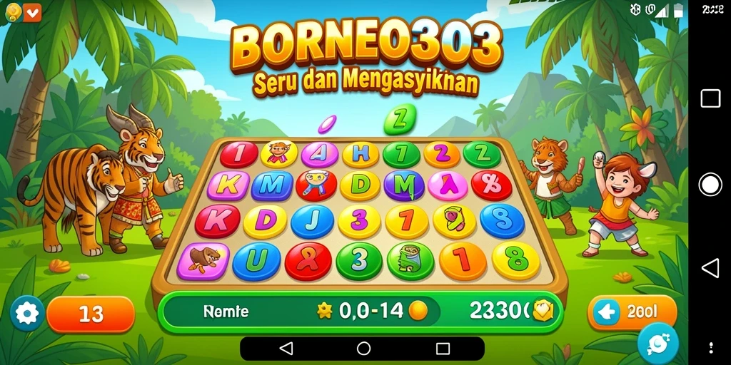 Tampilan gameplay seru dari BORNEO303 yang penuh warna.