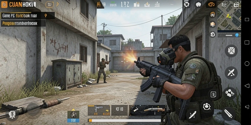 Tampilan gameplay menarik dari CUANHOKI saat pertempuran FPS.