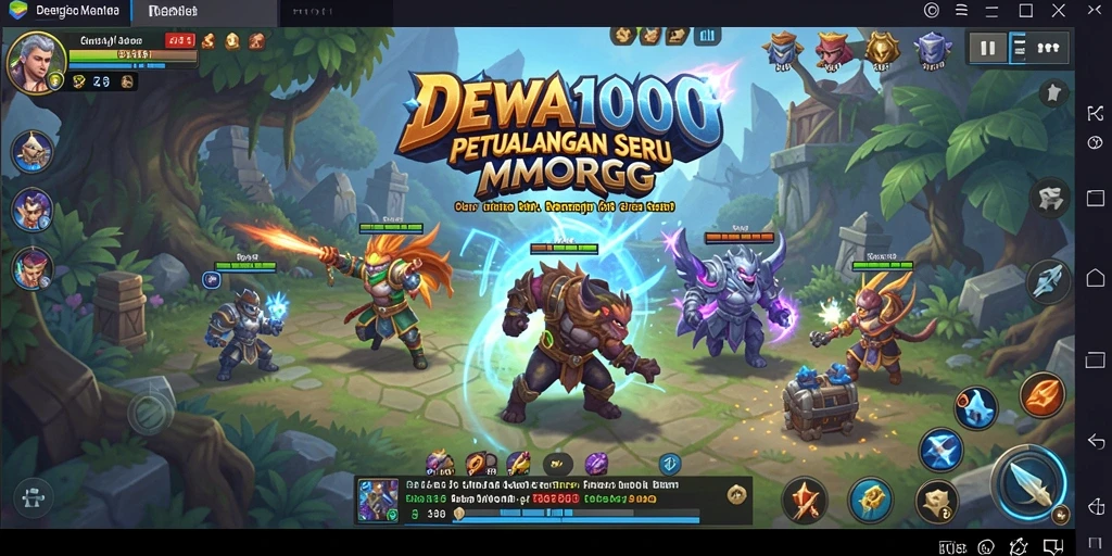 Screenshot gameplay DEWA1000 yang menampilkan pertarungan seru.