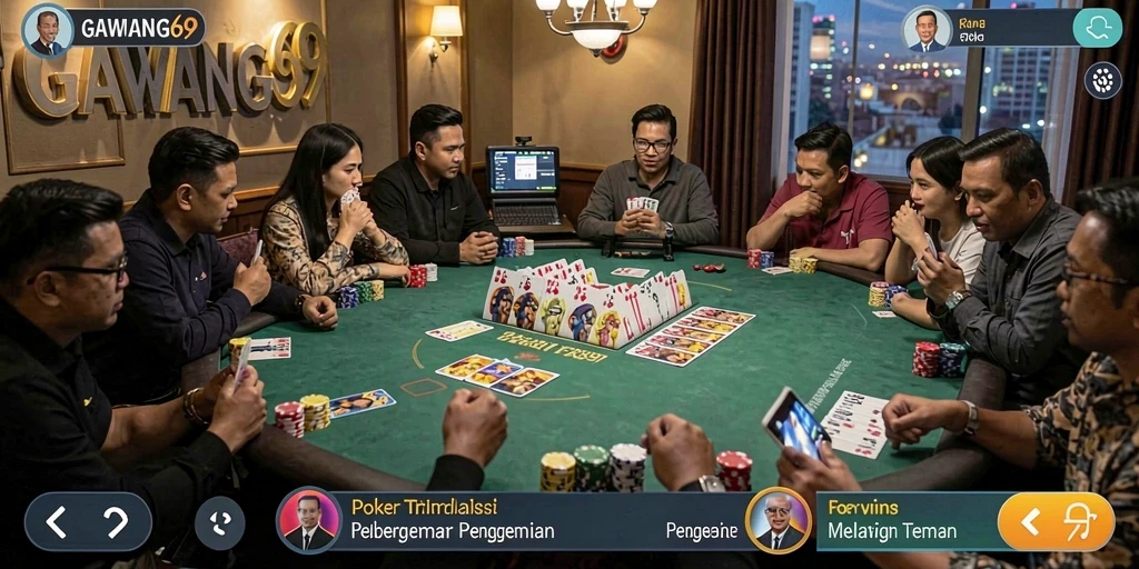 Screenshot gameplay GAWANG69 menampilkan aksi Poker yang mendebarkan.