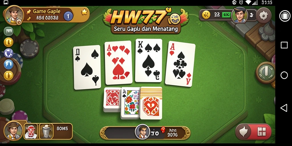 Tampilan gameplay seru HW777 saat bermain Gaple dengan teman.
