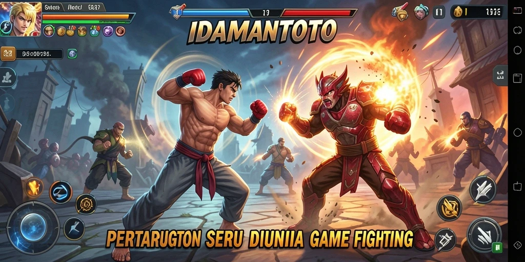Screenshot gameplay <strong>IDAMANTOTO</strong> yang menampilkan pertarungan epik antar karakter.