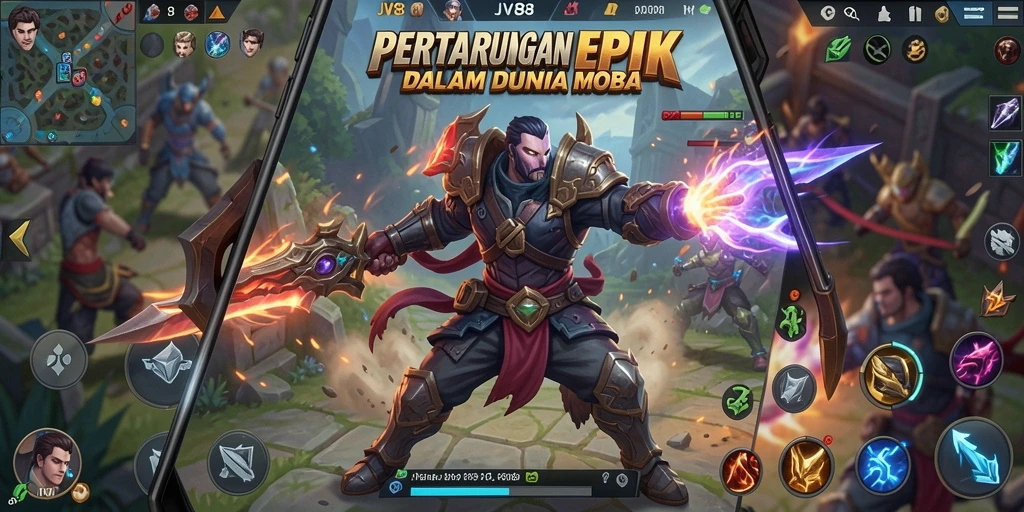 Tampilan gameplay JT88 yang menegangkan dalam pertarungan MOBA.