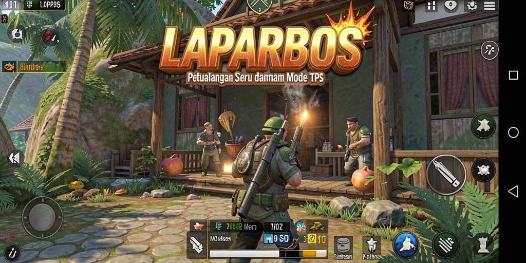 Tampilan visual menakjubkan dari gameplay LAPARBOS di medan perang.