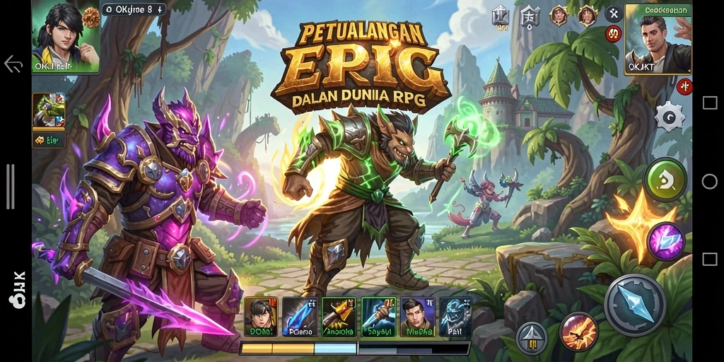 Tampilan gameplay RPG yang menarik dalam OKJKT.
