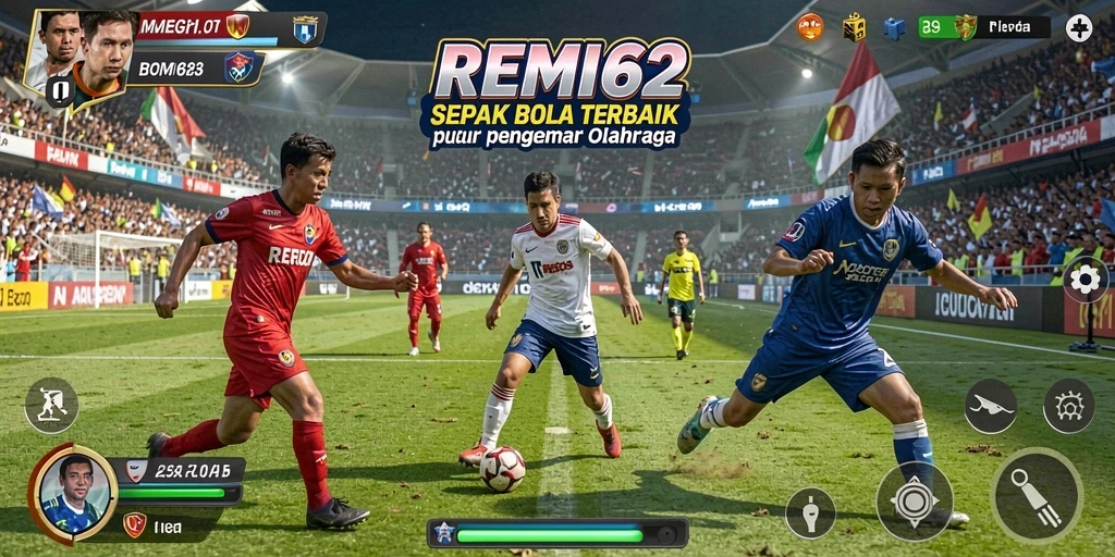 Tampilan gameplay menarik di lapangan sepak bola.