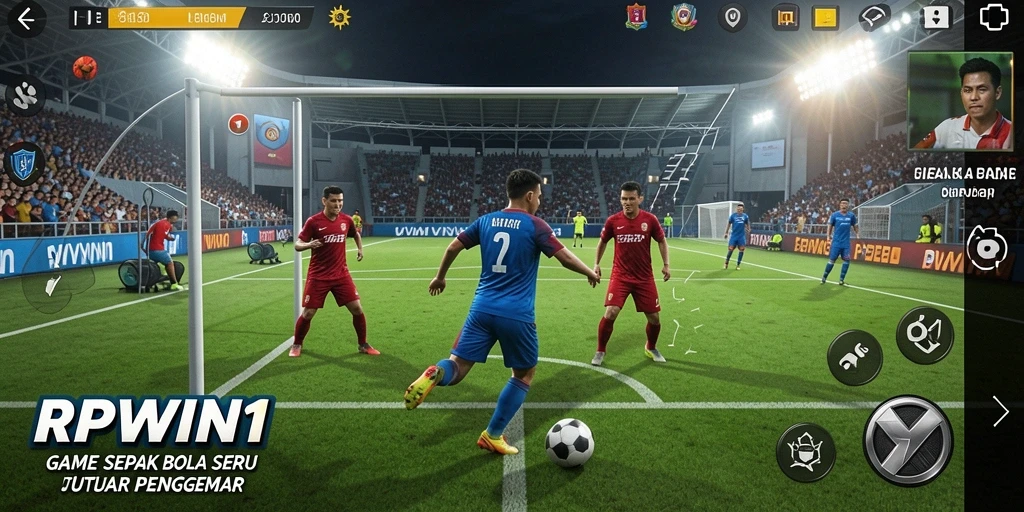Tampilan menarik dari gameplay sepak bola RPWIN1 yang menegangkan.