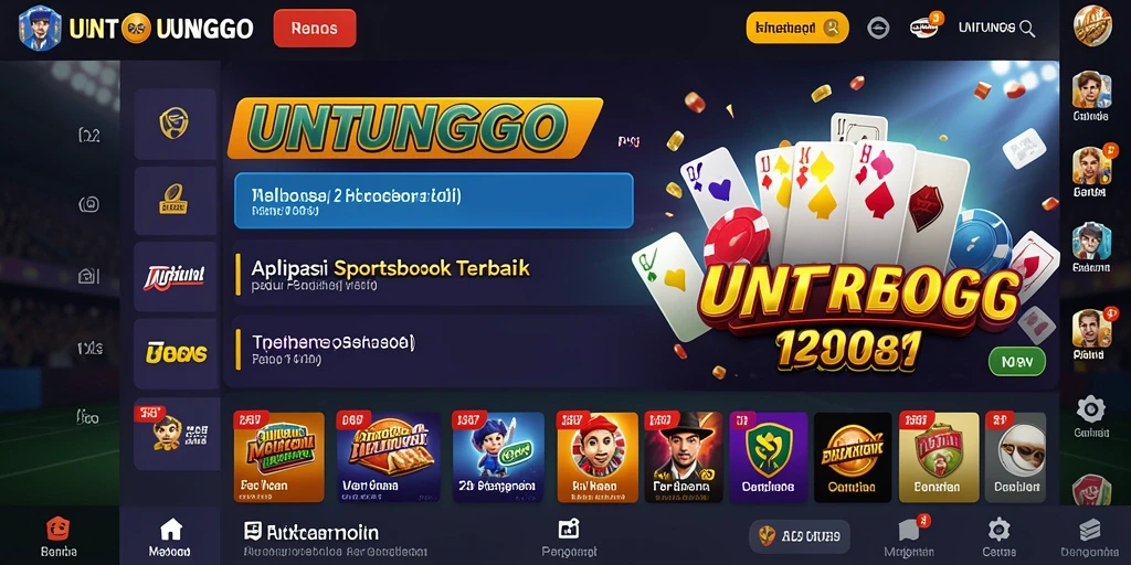 Tangkapan layar utama UNTUNGGO menampilkan antarmuka sportsbook yang menarik.